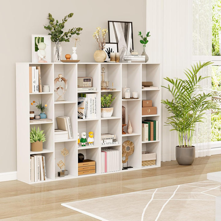 GIANTEX Bücherregal mit 11 Fächern, Standregal mit 2 Anti-Kipp-Kits, Aufbewahrungsregal aus Holz, 74
