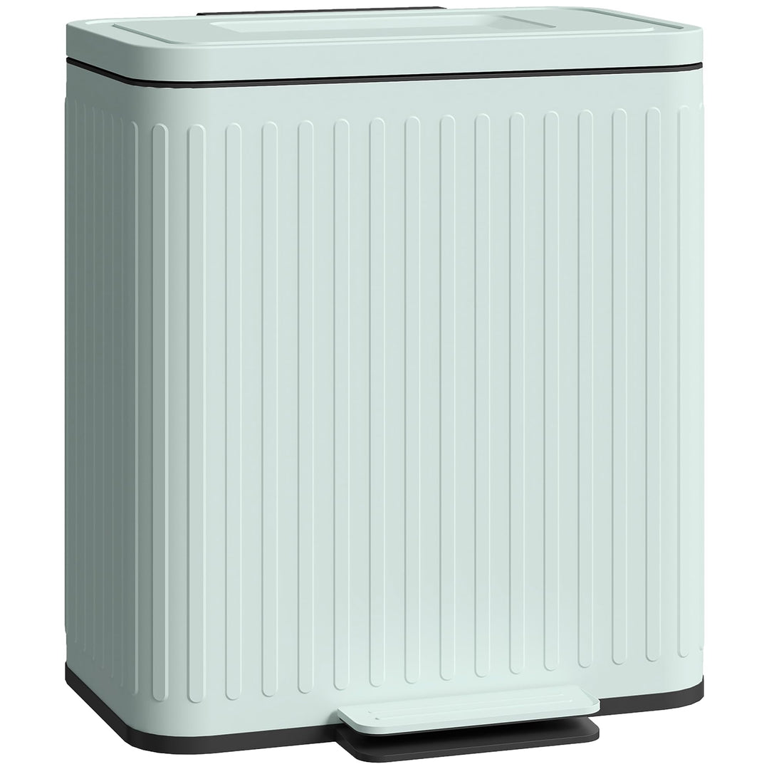 HOMCOM Mülleimer Küche 2 x 20 Liter Treteimer mit Abfallsortiersystem, Soft-Close-Deckel, Offenhalte