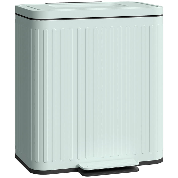 HOMCOM Mülleimer Küche 2 x 20 Liter Treteimer mit Abfallsortiersystem, Soft-Close-Deckel, Offenhalte