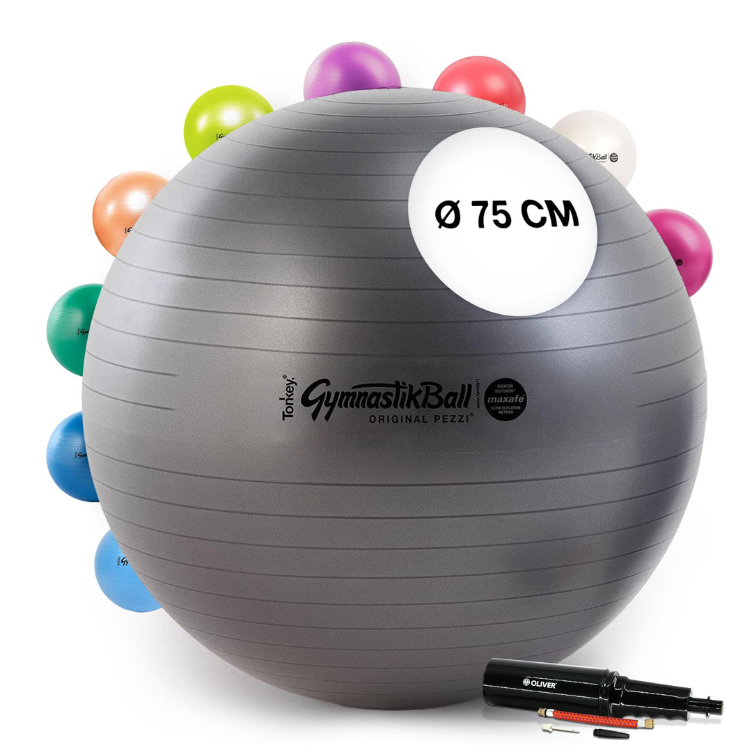 PEZZI Original Pezziball MAXAFE mit Pumpe 75cm Anthrazit, 75cm Anthrazit