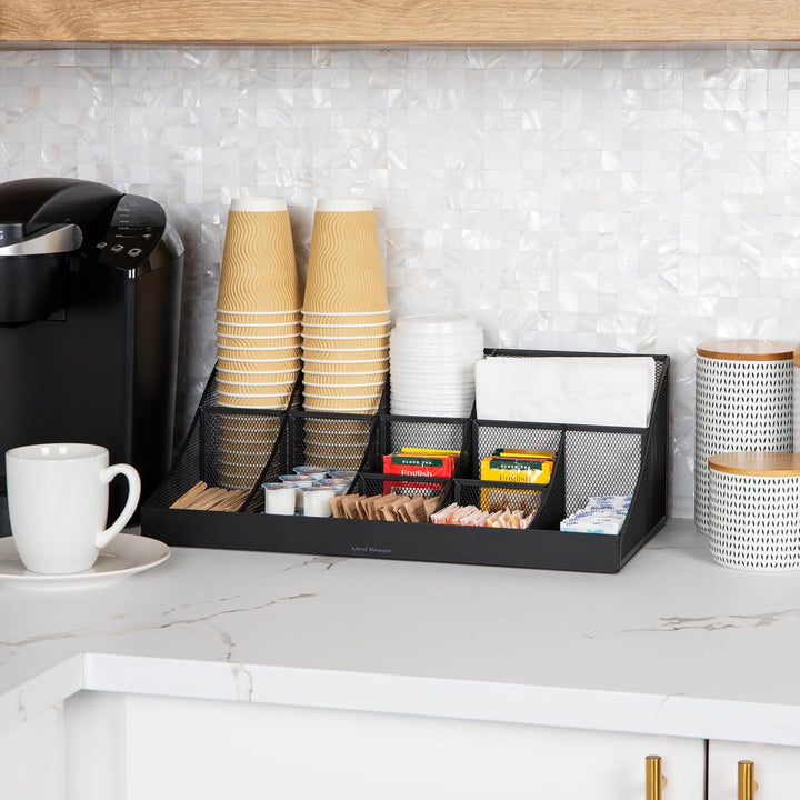Mind Reader Network Collection, 11-Compartment Coffee Cup and Condiment Countertop Organizer, Metal