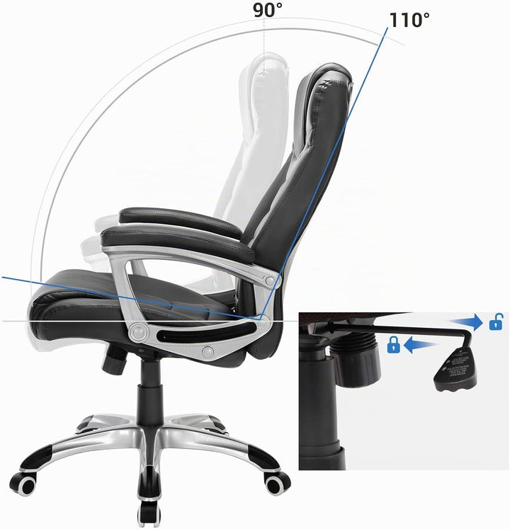 SONGMICS Ergonomischer Bürostuhl, höhenverstellbarer Drehstuhl,Kunstleder, robust, stabil und langle