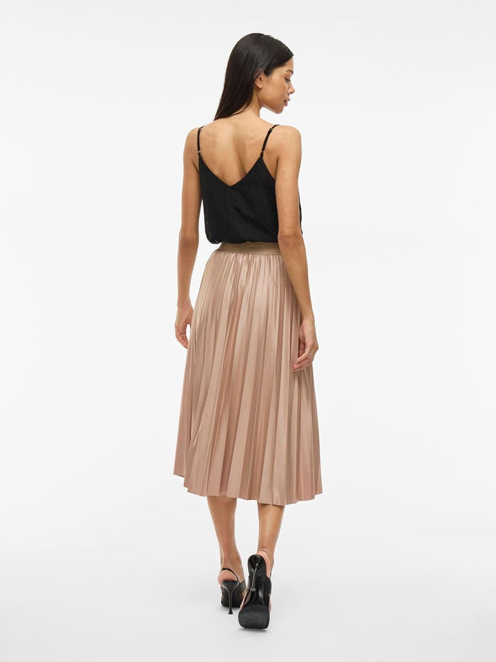 Vila Female Midirock Plissee, Sandshell