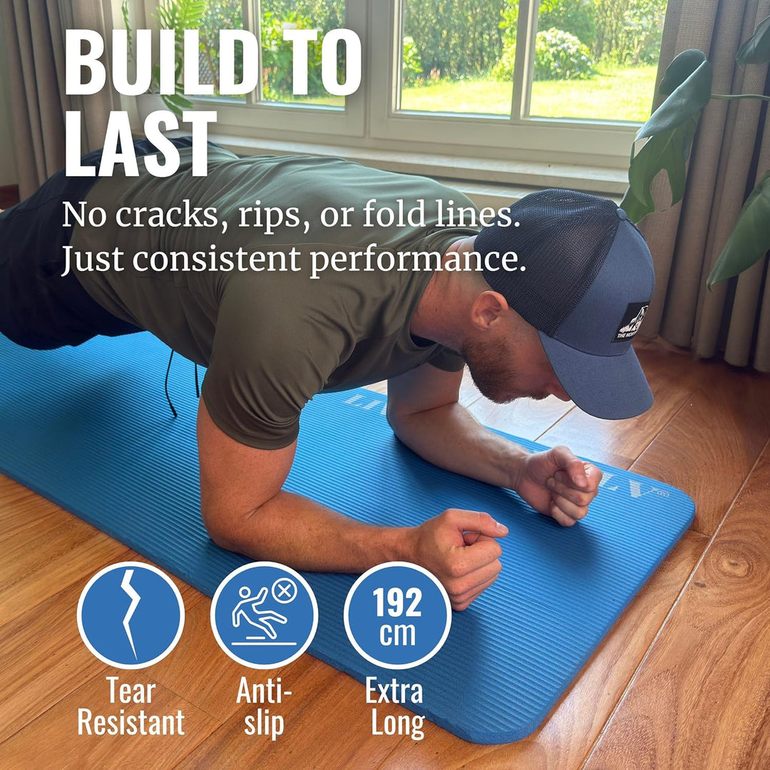 WOLV Yogamatte 15mm Extra Dick - Rutschfeste Fitnessmatte aus NBR, Komfortabel &amp; Gelenkschonend - Tr