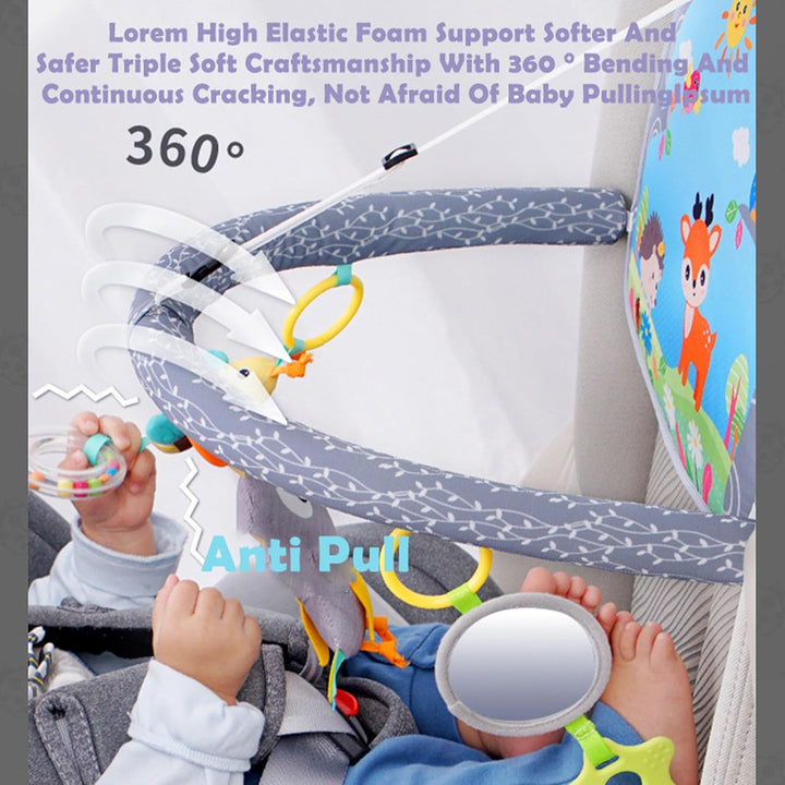 CXAFQ Kleinkind-Autositzspielzeug mit Spiegel und 3 Hängespielzeugen, Baby-Rücksitz, Kinderwagen-Plü