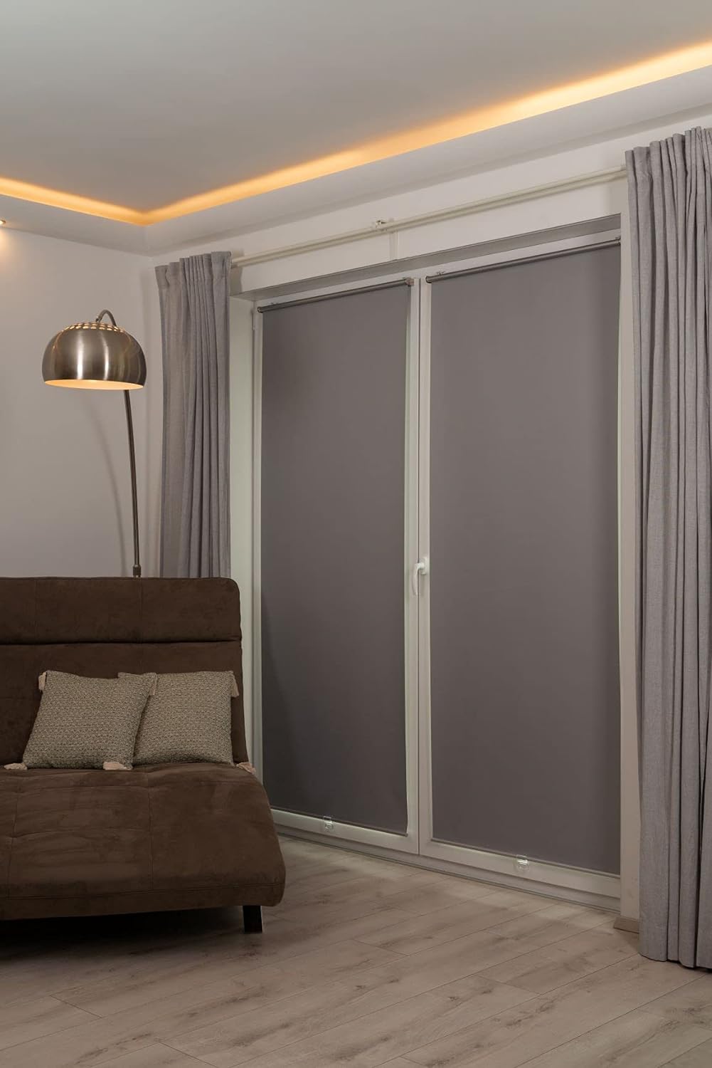 K-home Verdunklungsrollo/Springrollo, Grau, 75 cm x 150 cm (B x L) Grau 75 x 150 cm, Grau 75 x 150 c