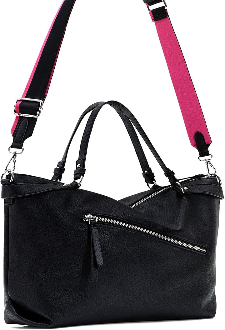 Desigual Damen Bag Tasche Half Logo 23_Libia 2.0 4000 Moss Nero, Nero
