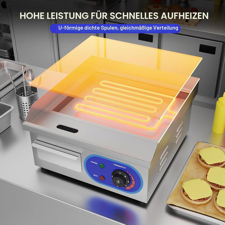 TAIMIKO Elektrischer Grill, Edelstahl, Tischgrill, professionell, 220 – 240 V, 1500 W, Grillplatte a
