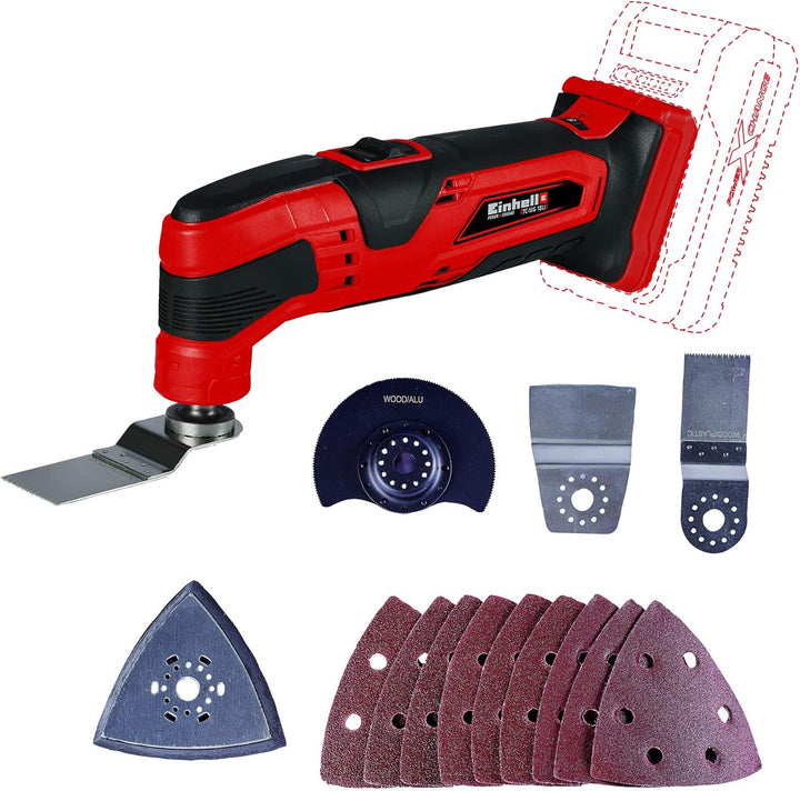Einhell Akku Multifunktionswerkzeug Li-Solo Power X-Change + 4512042 Power X-Change Starter Kit Akku