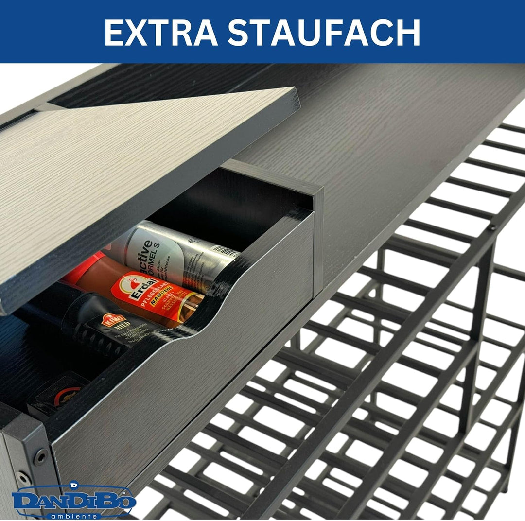 DanDiBo Schuhregal Platzsparend Metall Schwarz Modern 6 Etagen 100 cm mit Ablage Schuhständer mit St