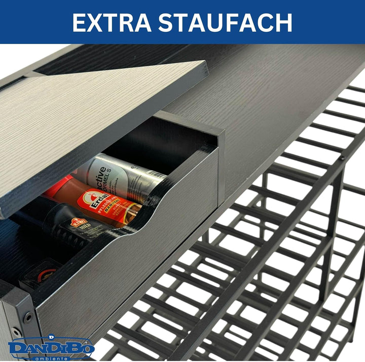 DanDiBo Schuhregal Platzsparend Metall Schwarz Modern 6 Etagen 100 cm mit Ablage Schuhständer mit St