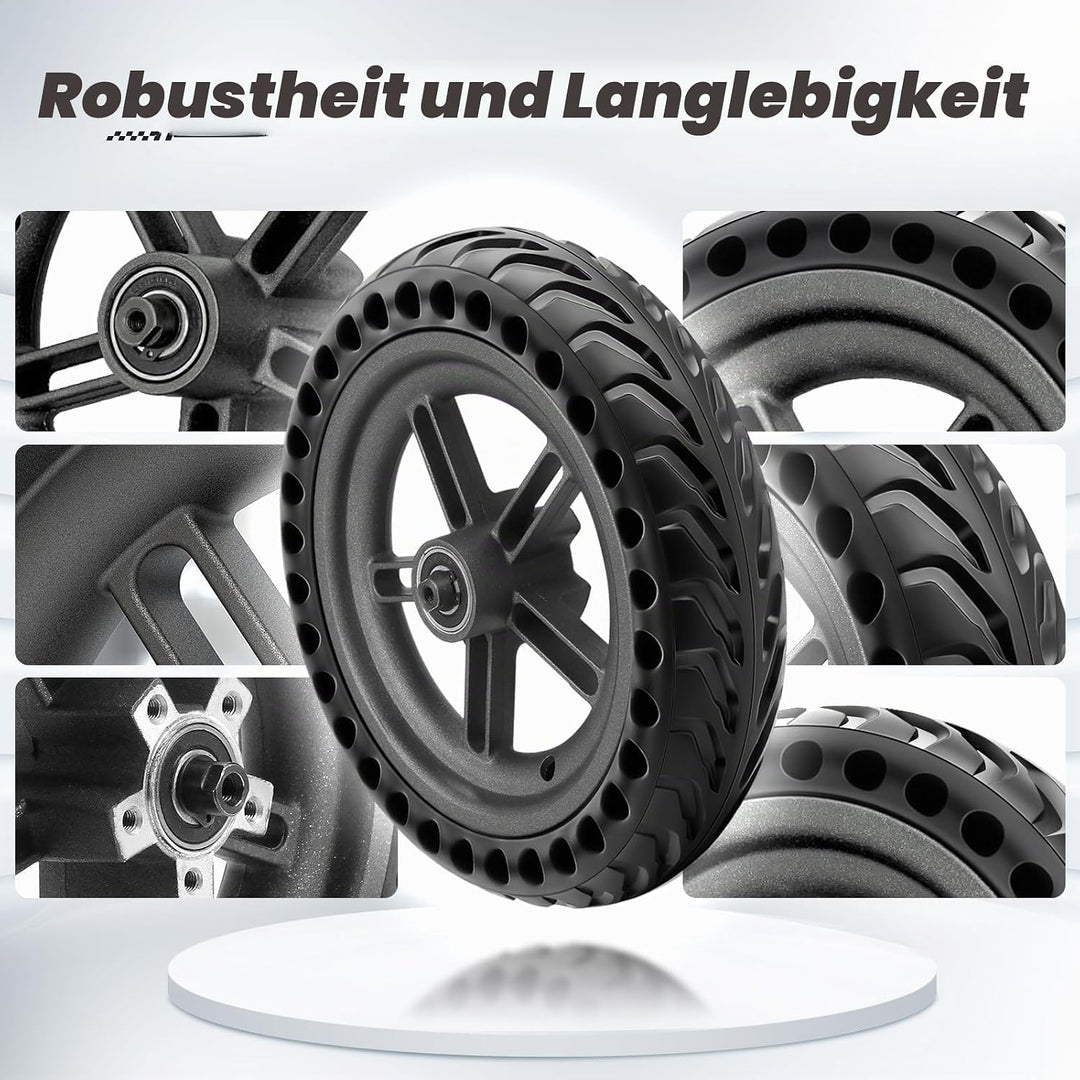 Amitor für Xiaomi M365 Hinterrad Komplett, All-in-One Vollgummireifen E Scooter 8,5 Zoll mit Felge,