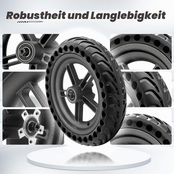 Amitor für Xiaomi M365 Hinterrad Komplett, All-in-One Vollgummireifen E Scooter 8,5 Zoll mit Felge,