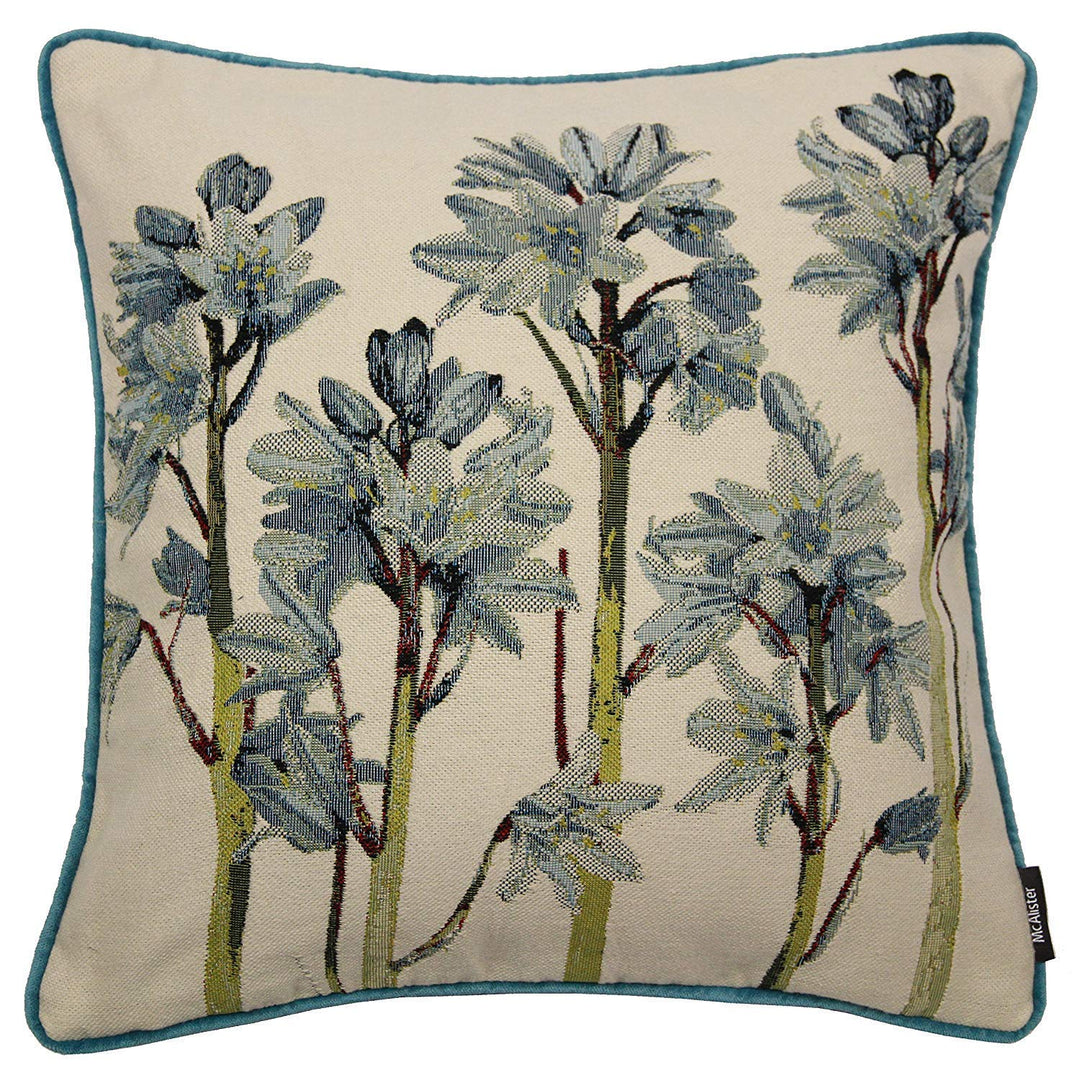 McAlister Textiles Tapestry | Bestickter Kissenbezug Blaue Glockenblumen | 40 x 40cm | gewobenes Blu