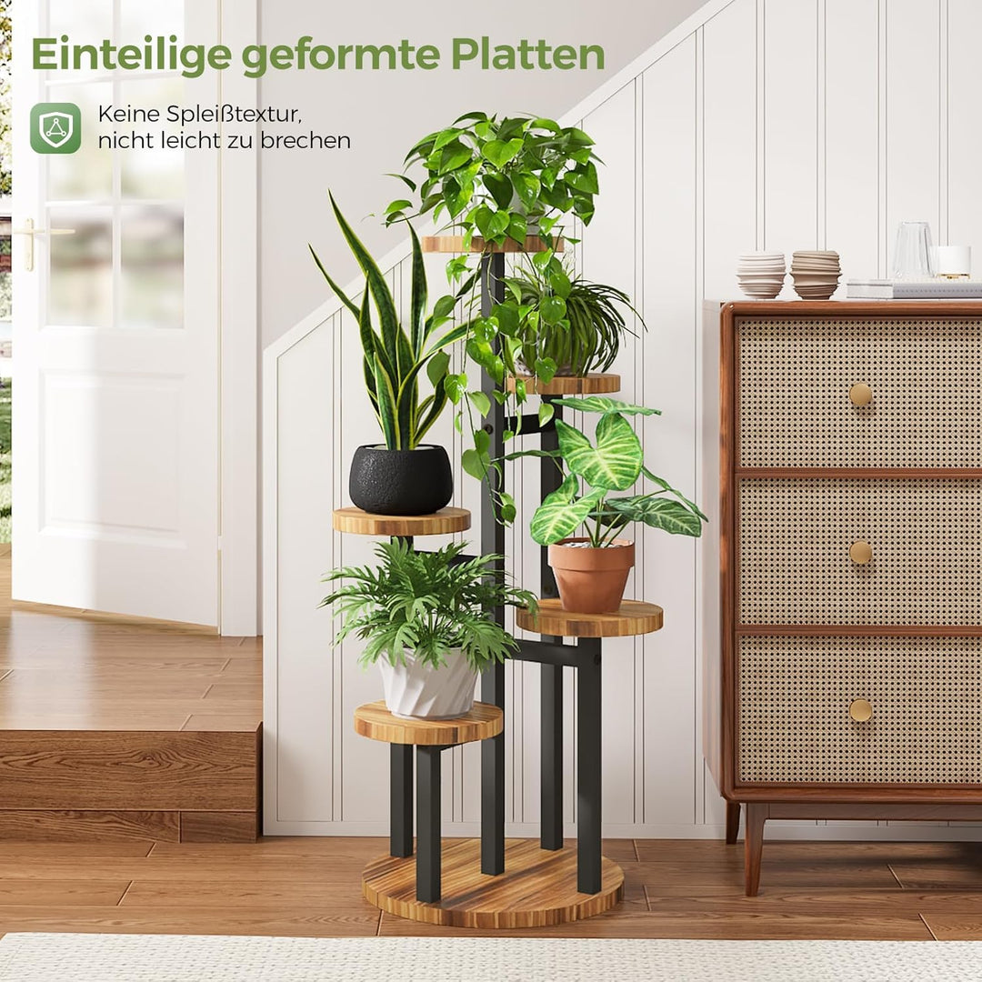 Bamworld 5-stufiger Pflanzenständer für den Innenbereich, Eck-Metall-Pflanzregal für mehrere Pflanze