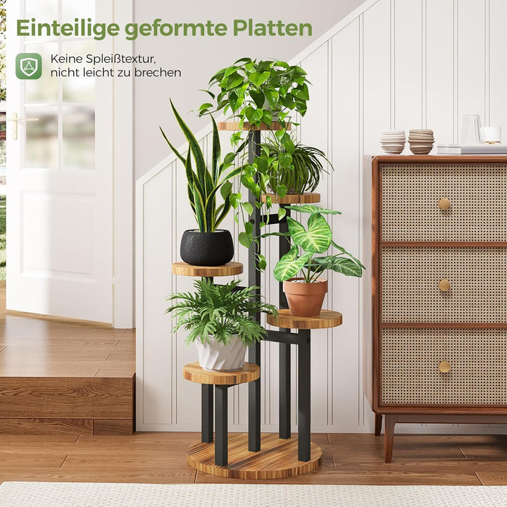 Bamworld 5-stufiger Pflanzenständer für den Innenbereich, Eck-Metall-Pflanzregal für mehrere Pflanze