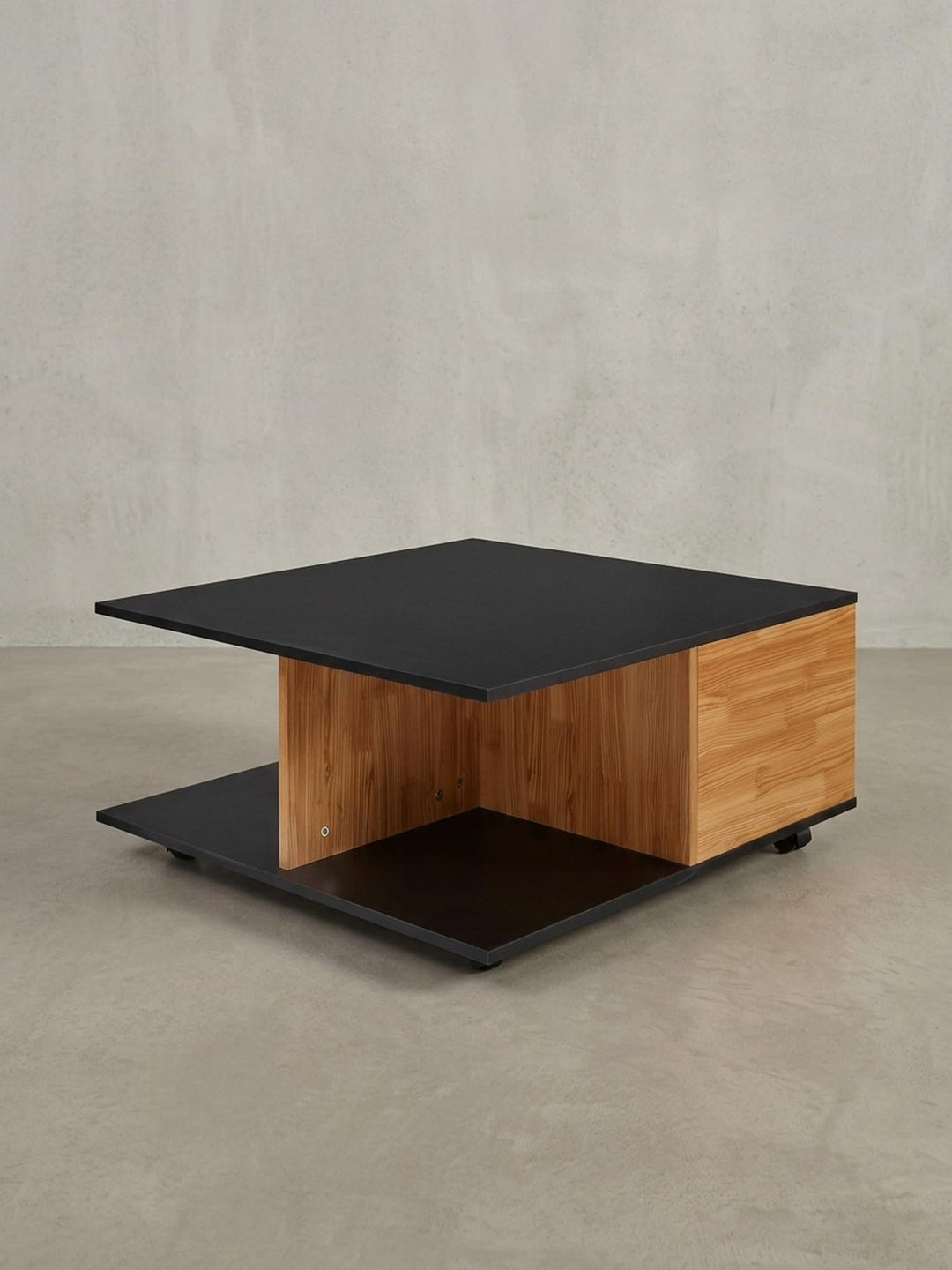 KADIMA DESIGN Couchtisch RAPIDO: 70x70x36,5 cm, 2 Schubladen, Rollen, Melaminharzbeschichtung, Weiss