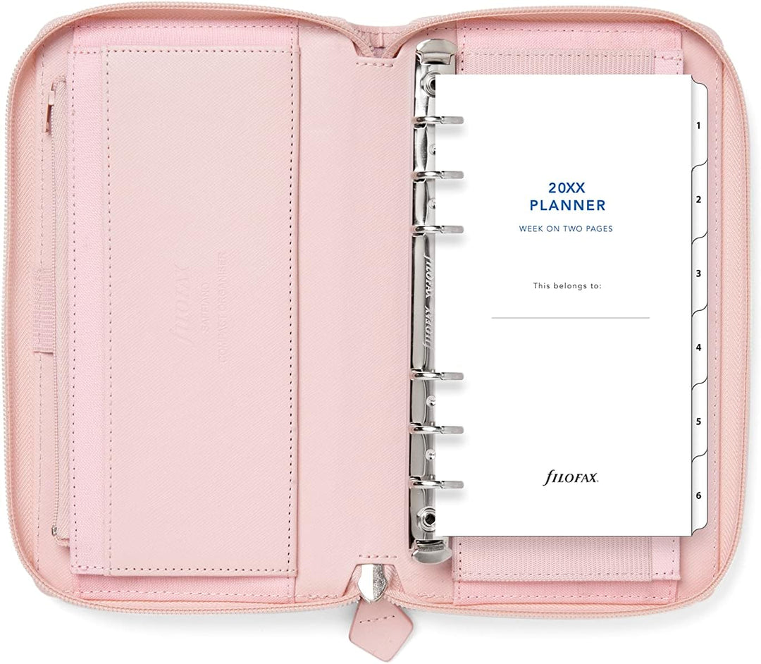 Filofax Saffiano Personal Compact Organizer mit Reissverschluss, Rouge blush, blush