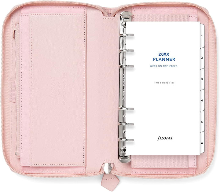 Filofax Saffiano Personal Compact Organizer mit Reissverschluss, Rouge blush, blush