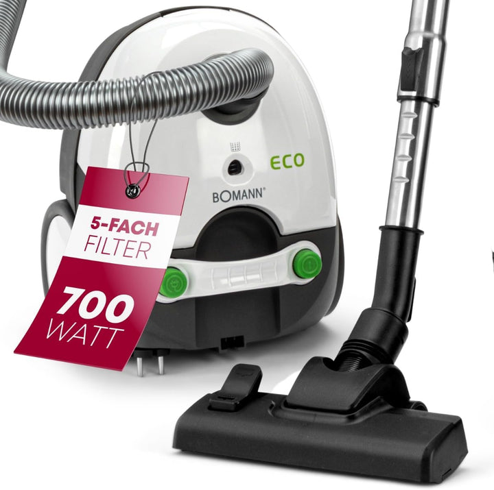 Bomann® Bodenstaubsauger mit energiesparenden 700 Watt | Staubsauger mit 5-Fach Mikrofiltersystem |