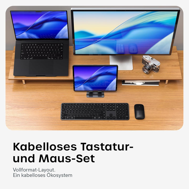 SATECHI Kabelloses Tastatur- & Maus-Set Slim CEX3, Bluetooth Multi-Geräte, USB-C-Empfänger, 𝗨𝗦-𝗘𝗡𝗚𝗟𝗜