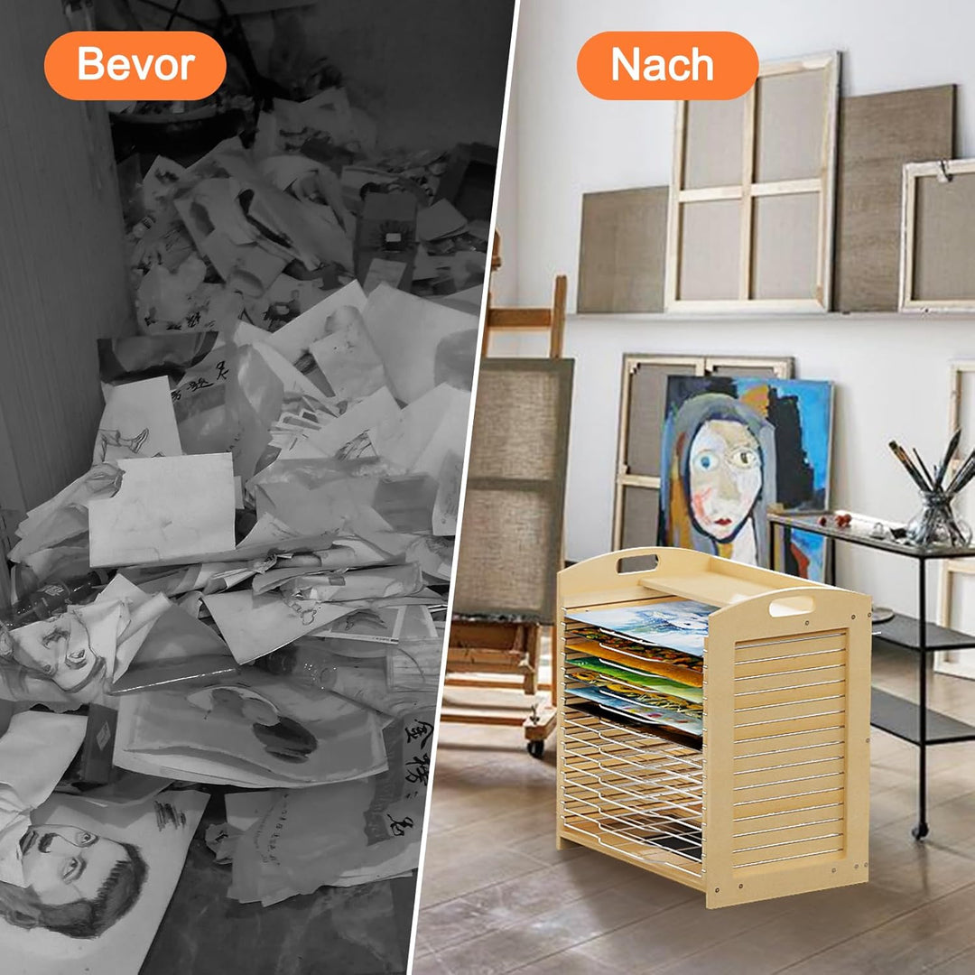 Kunst-Trockengestell mit 15 abnehmbare Fächer, Bilder Trockengestell für Klassenzimmer, Bildertrockn