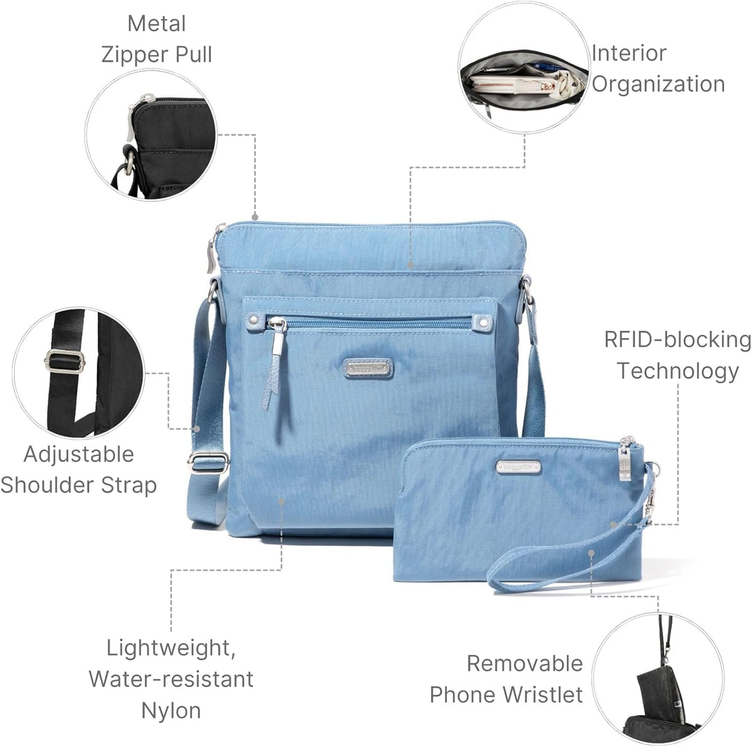 Baggallini Damen with Phone Wristlet Go Bagg mit RFID-Handy-Armband, Cornflower