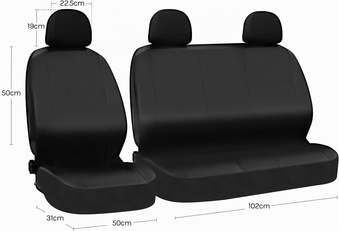 WOLTU Auto Sitzbezüge universal Grösse, 1+2 Sitzbezug Schonbezüge aus Kunstleder schwarz, Schwarz