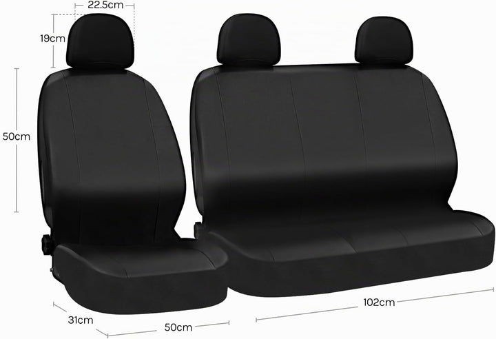 WOLTU Auto Sitzbezüge universal Grösse, 1+2 Sitzbezug Schonbezüge aus Kunstleder schwarz, Schwarz