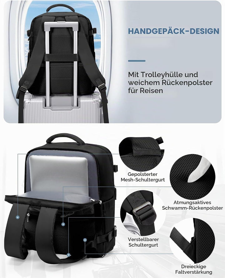 BJLFS Rucksack Handgepäck Flugzeug Ryanair Handgepäck 40x20x25 Rucksack Easyjet Handgepäck 45x36x20