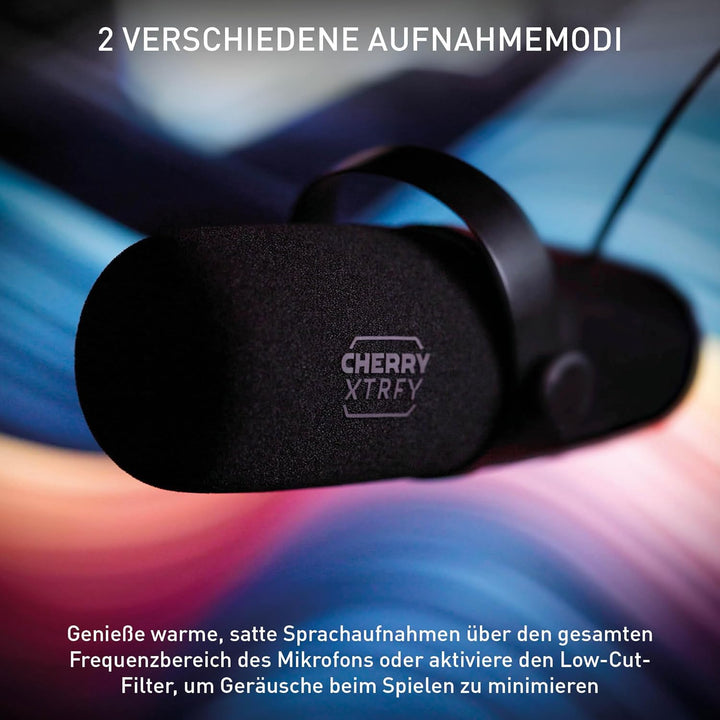 CHERRY XTRFY NGALE X, Professionelles USB- & XLR-Mikrofon für Aufnahmen, Gaming & Streaming, dynamis