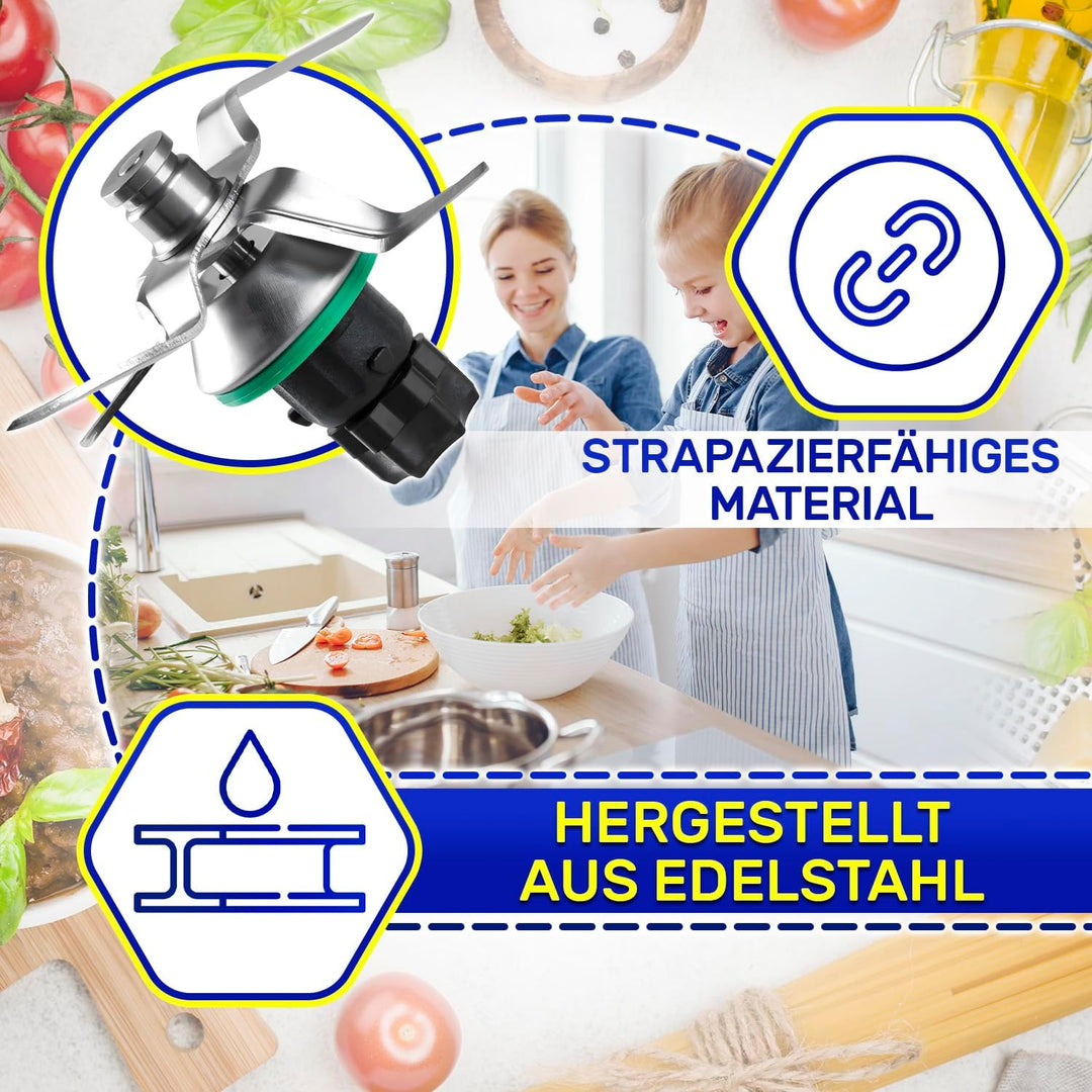 MONTERAL Satz Messer für Thermomix TM6 mit Dichtungsring - Ersatzmesser ist Hergestellt aus Rostfrei
