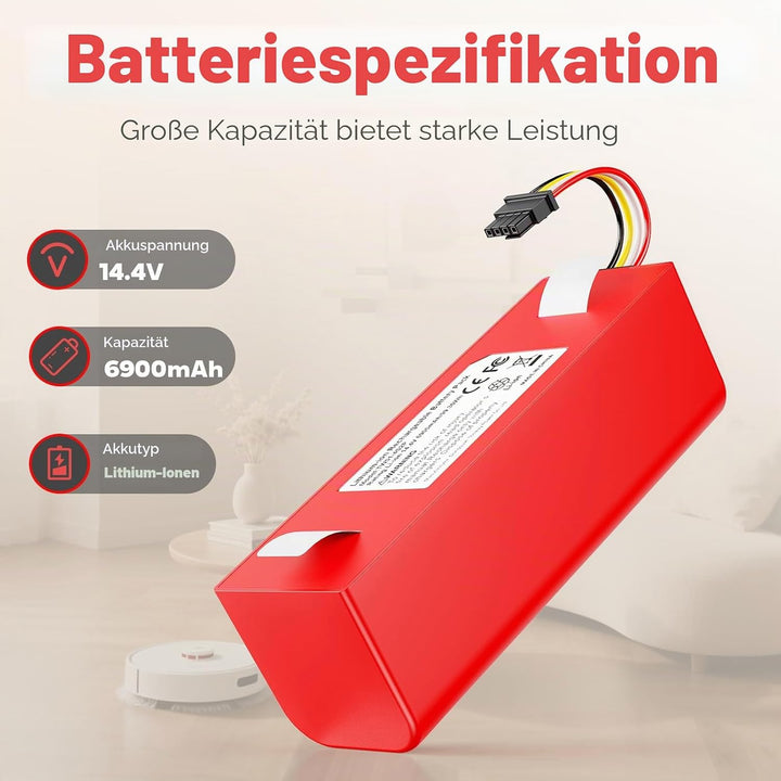 ASUNCELL 14,4V 6900mAh Li-ion Ersatzakku für Xiaomi Roborock S50 S51 S55 S7 S6 S5 Max Xiaowa E20 E25