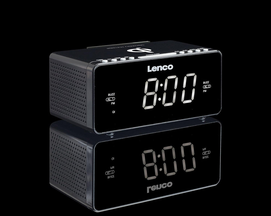 Lenco Radiowecker CR-550 mit 2 Weckzeiten 12 Zoll LED Display dimmbar Sleep-Timer Schlummerfunktion