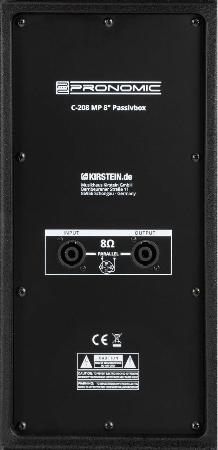 Pronomic C-208 MP 8" Passivbox Stereo Set - 2 Passive 2-Wege Boxen - Belastbarkeit: je 150 Watt (RMS