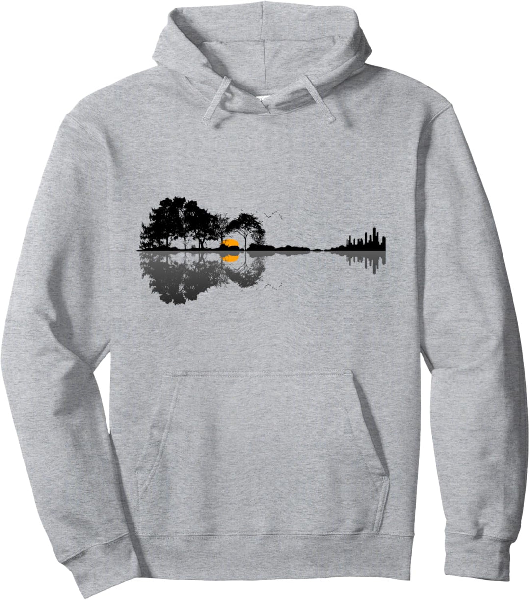 Gitarre Natur See Schatten Design Gitarrist Geschenk Design Pullover Hoodie