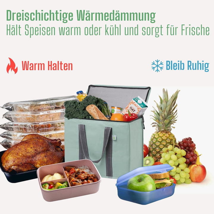 VENO 29 Liter Einkaufstasche Wiederverwendbare Faltbar Kühltasche, PP-Gewebe Gross Picknickkorb Robu