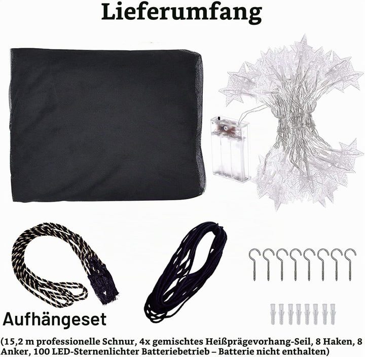 Moskitonetz für Betthimmel 4-Eck-Pfosten Vorhänge Betthimmel Elegantes Moskitonetz-Set mit 100 LED-S