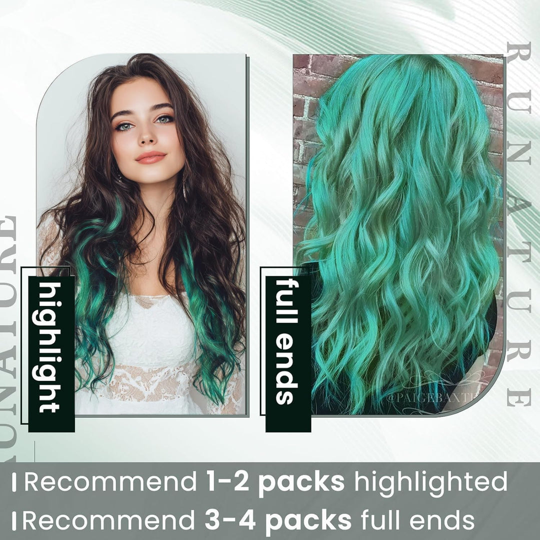 RUNATURE Blaugrün Extensions Echthaar Bonding 40cm Teal Haarverlangerung Bonding Echthaar Bonding Ex