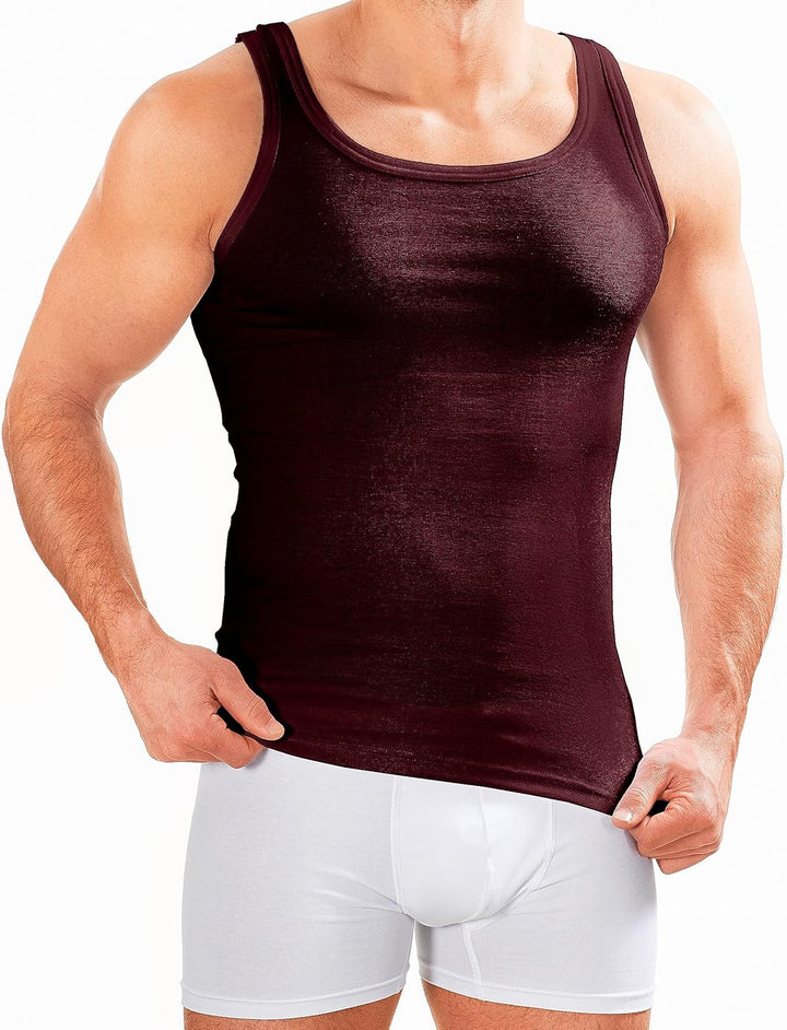 MERISH Herren Unterhemd 5er Pack Tank Top Feinripp Baumwolle 400 4XL 400c 5er Set Bordeaux, 4XL 400c