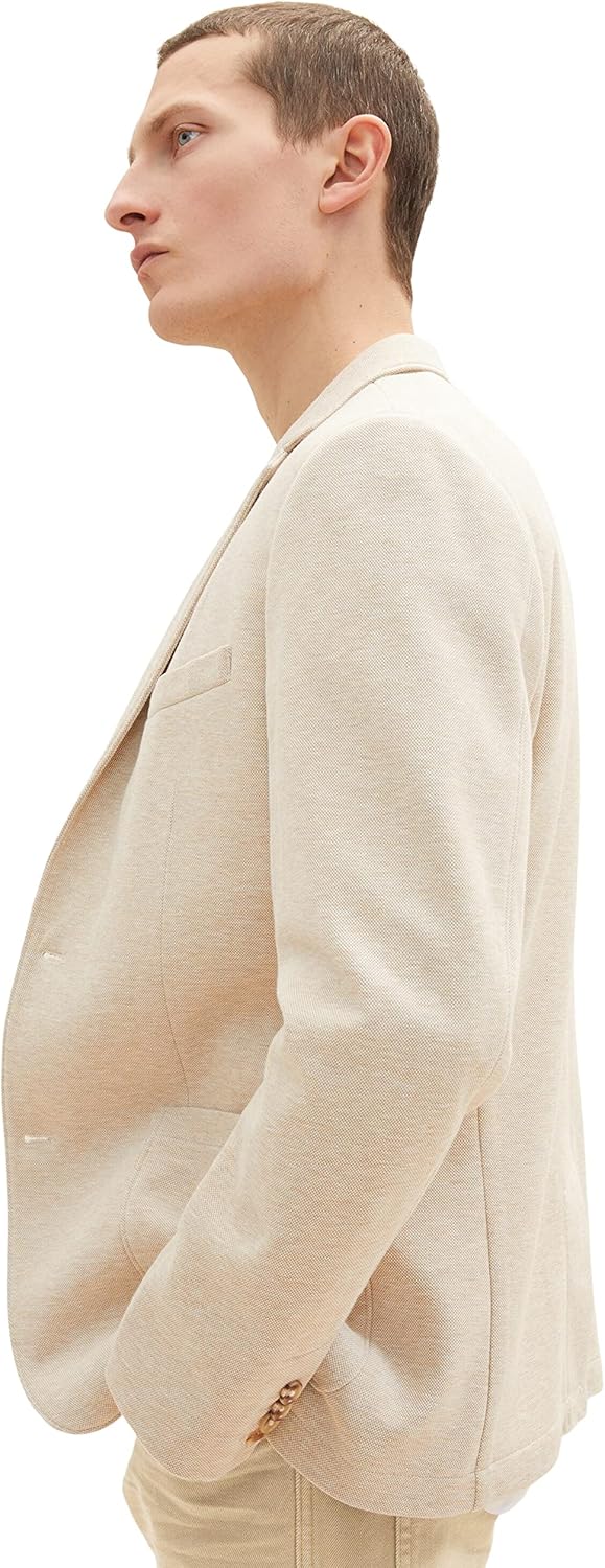 TOM TAILOR Herren Piqué Sakko 50 29114 - Beige Pique Melange, 50 29114 - Beige Pique Melange