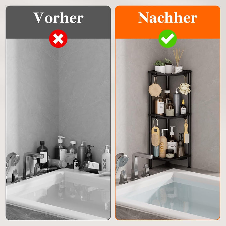 Lifewit Duschablage Stehend, 3 Ablagen Kunststoff Duschregal Ohne Bohren, Höhen Verstellbar Duschreg