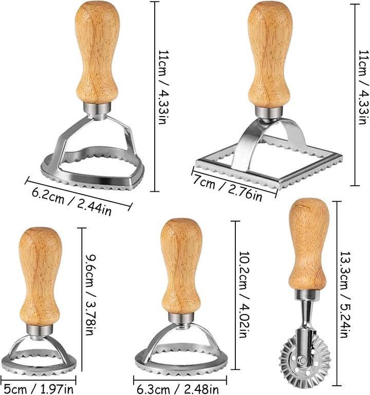 Ravioli Ausstecher Former Set, Teigtaschenrad Former + Geriffelter Kante Dumpling Maker Pasta Nudel