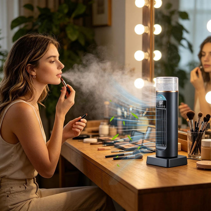 Leiser Turmventilator | Raumkühler Ventilator Mit Timer & Fernbedienung | Mobile Klimaanlage | 6 Ges