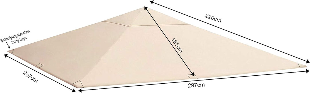 QUICK STAR Ersatzdach für Garten Pavillon 3x3m Sand Antik Pavillondach