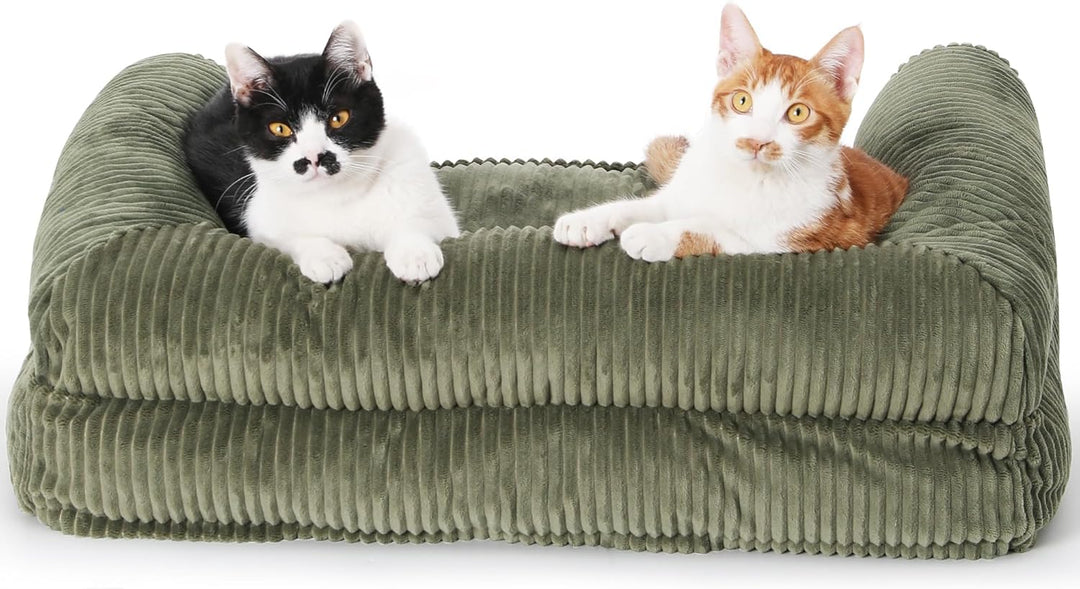 FUKUMARU Katzensofa Bett, Corduroy Gemütliches Katzenbett für drinnen mit abnehmbarem waschbarem Bez