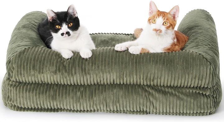 FUKUMARU Katzensofa Bett, Corduroy Gemütliches Katzenbett für drinnen mit abnehmbarem waschbarem Bez