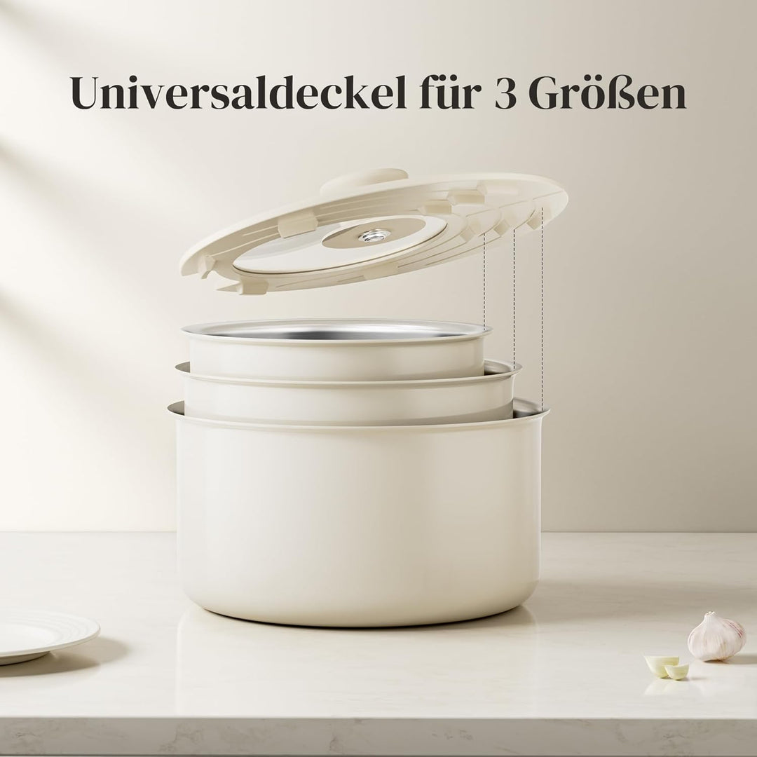 Redchef Edelstahl Topfset Induktion mit Abnehmbaren Griffen, Kochtopfset unbeschichtet 16/18/20cm un