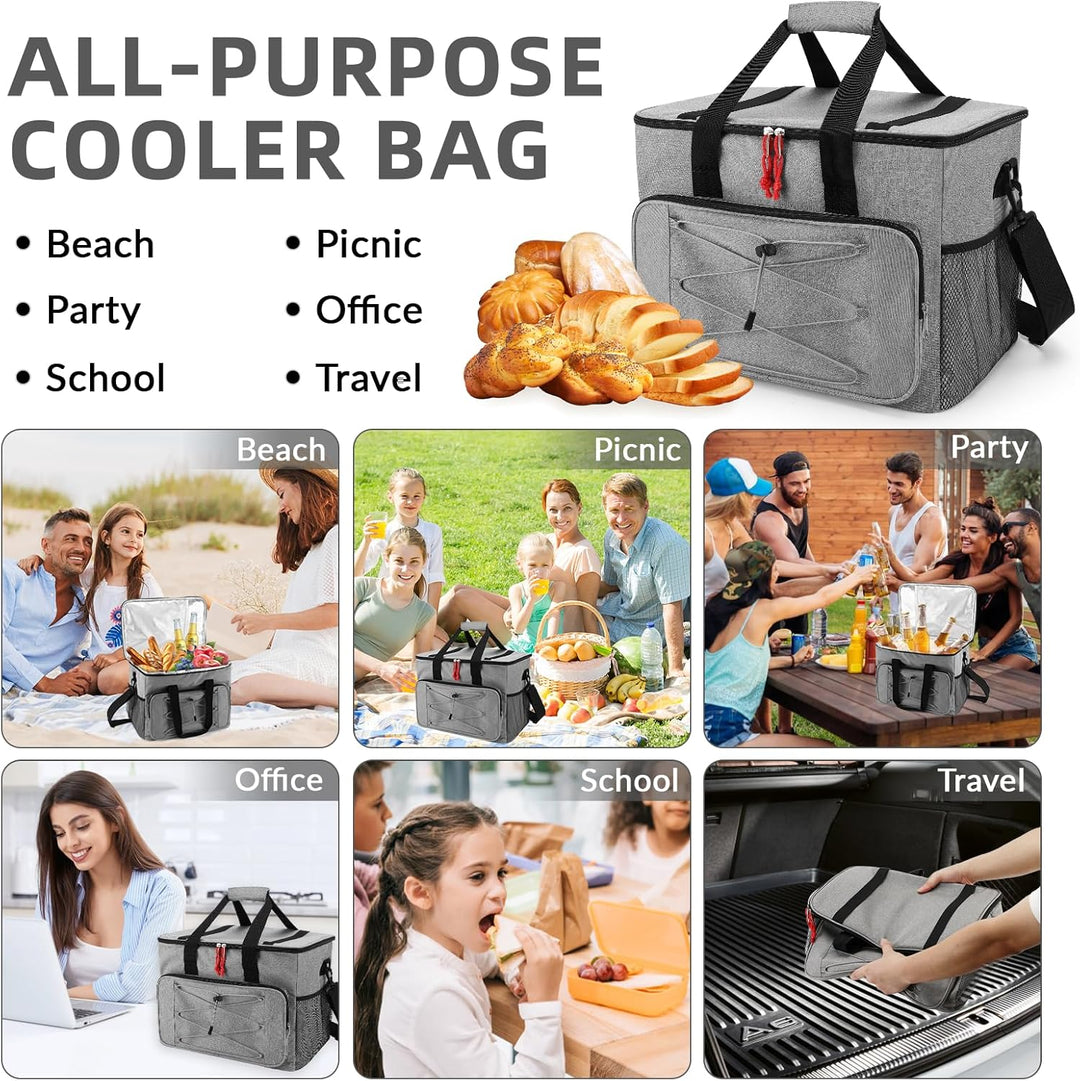 30L Kühltasche, Kühlbox, Isoliertasche, Picknicktasche für Essen und Getränke, Faltbar Wasserdicht O