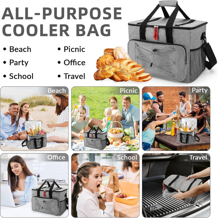 30L Kühltasche, Kühlbox, Isoliertasche, Picknicktasche für Essen und Getränke, Faltbar Wasserdicht O